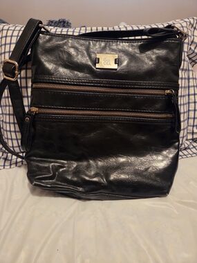 Style & Co. Black Leather Crossbody with Gold Accents